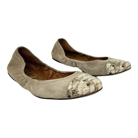 Sam Edelman Womens Size 9 Baxton Suede Snake Print Cap Toe Ballet Flats - Picture 1 of 7